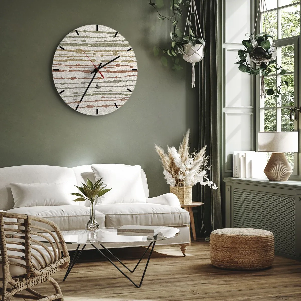 Reloj de pared - Reloj de vidrio - Composición de notas musicales - 30x30 cm