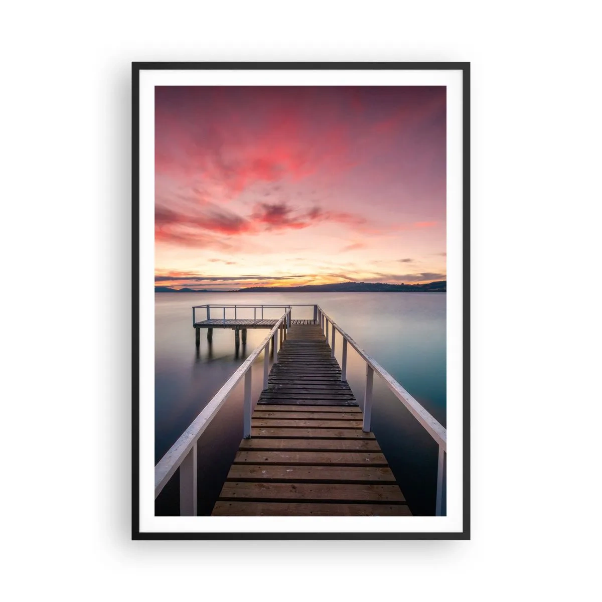 Póster en marco negro - La suave llama del atardecer - 70x100 cm