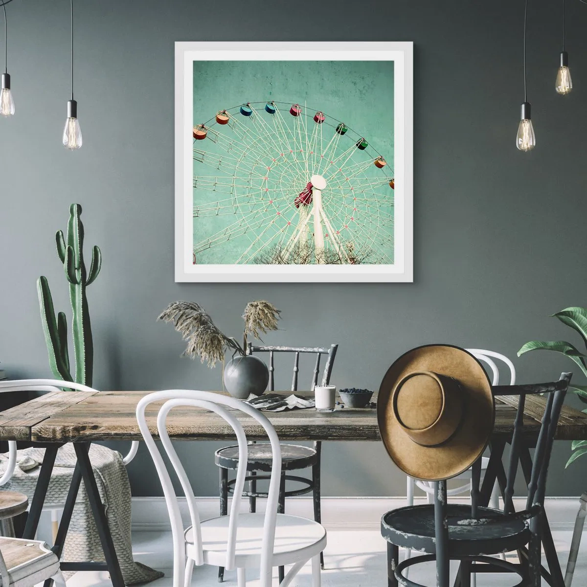 Póster en marco blanco - Te invitamos a jugar - 30x30 cm