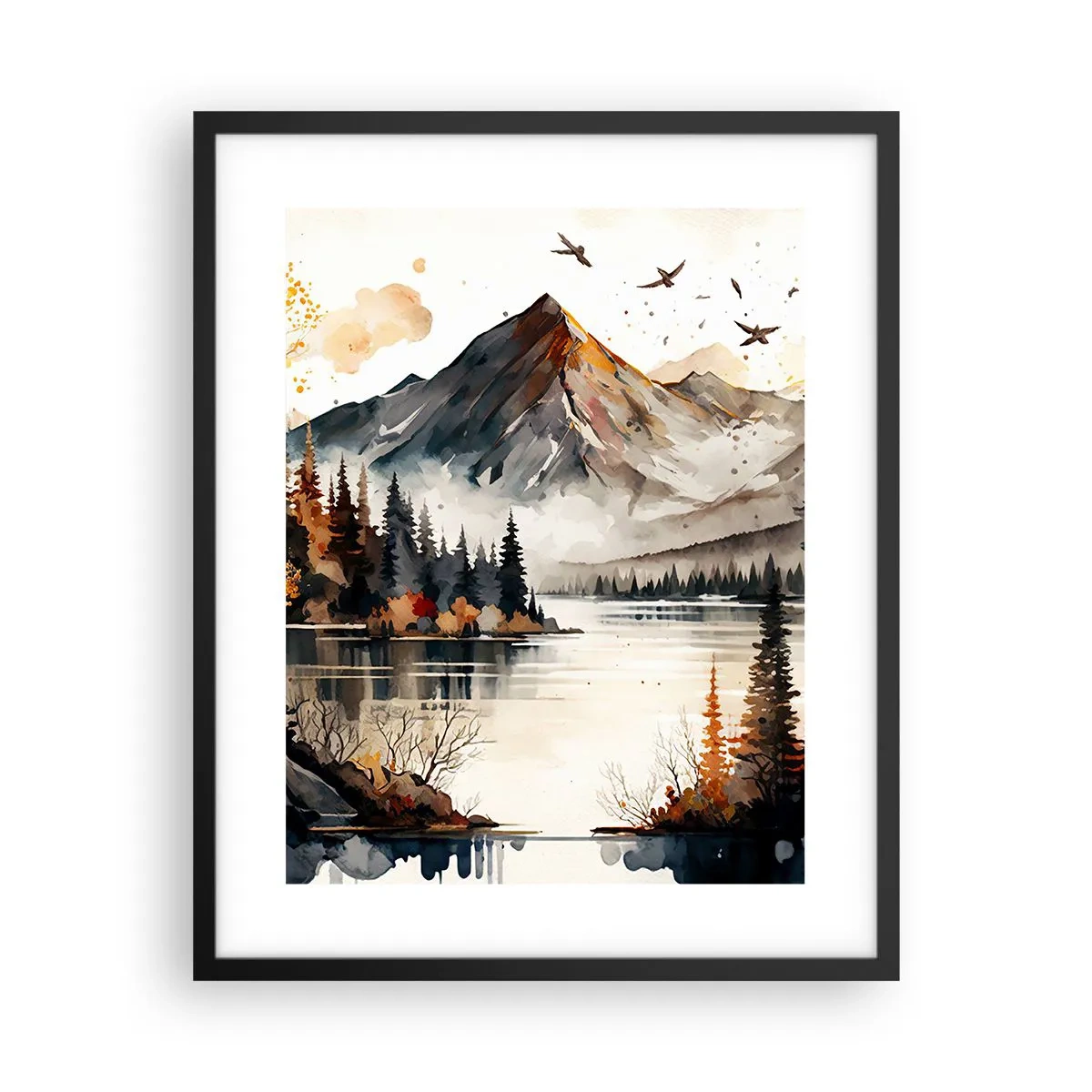 Póster en marco negro - Otoño dorado en las montañas - 40x50 cm