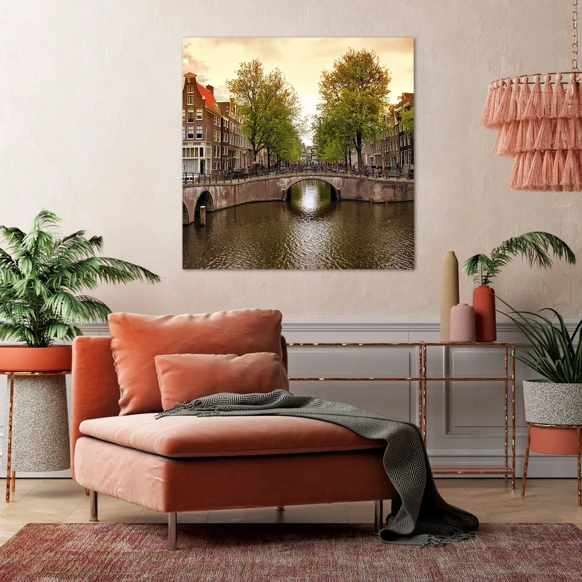 Cuadro sobre lienzo - Impresión de Imagen - ¿En barco o en bicicleta? - 50x50 cm