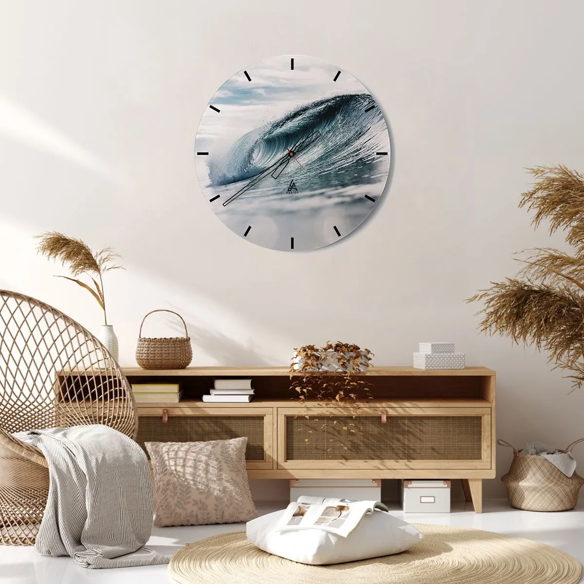 Reloj de pared - Reloj de vidrio - La cima del océano - 30x30 cm