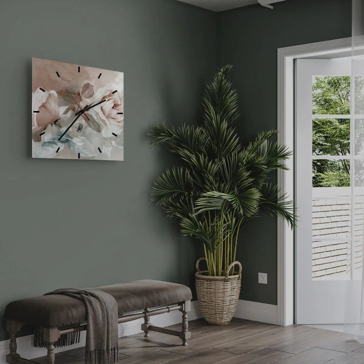 Reloj de pared - Reloj de vidrio - El espíritu del romanticismo - 40x40 cm