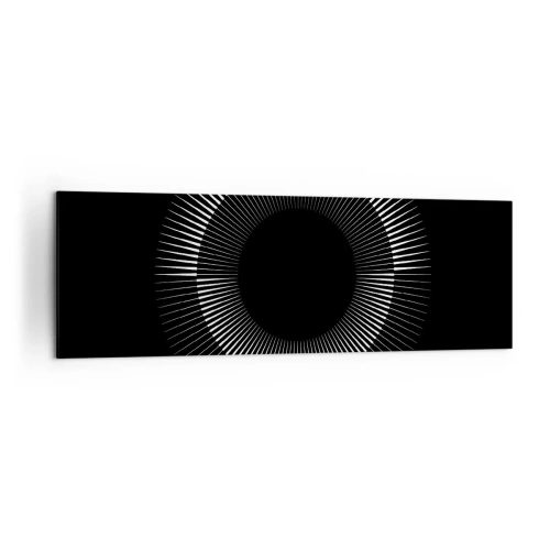 Cuadro sobre lienzo - Impresión de Imagen - Círculo gráfico con rayos en blanco y negro - 160x50cm - Sol negro - Decoración de pared moderna para salón y dormitorio ARTTOR