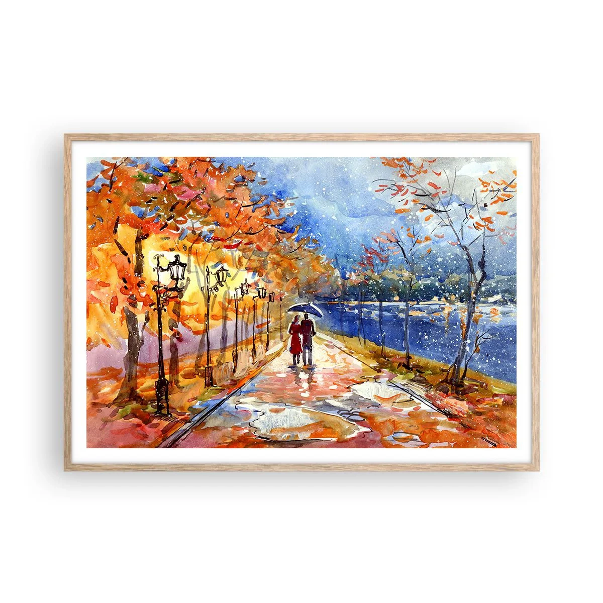 Póster en marco roble claro - Juntos hasta el límite del tiempo - 100x70 cm