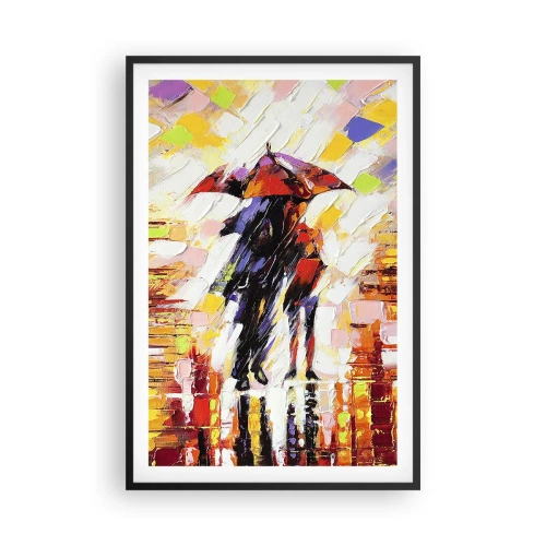Póster en marco negro - Juntos a través de la noche y la lluvia - 61x91 cm