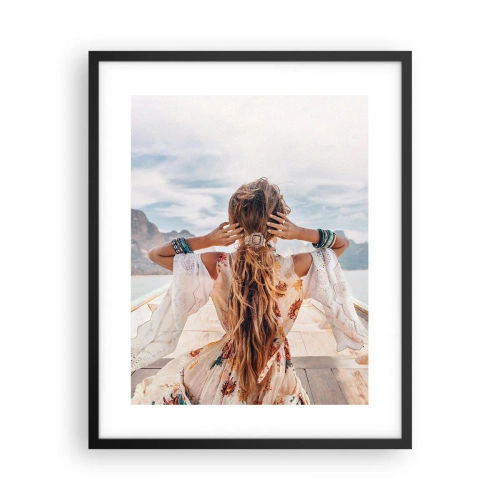 Póster en marco negro - Rumbo a la felicidad - 40x50 cm