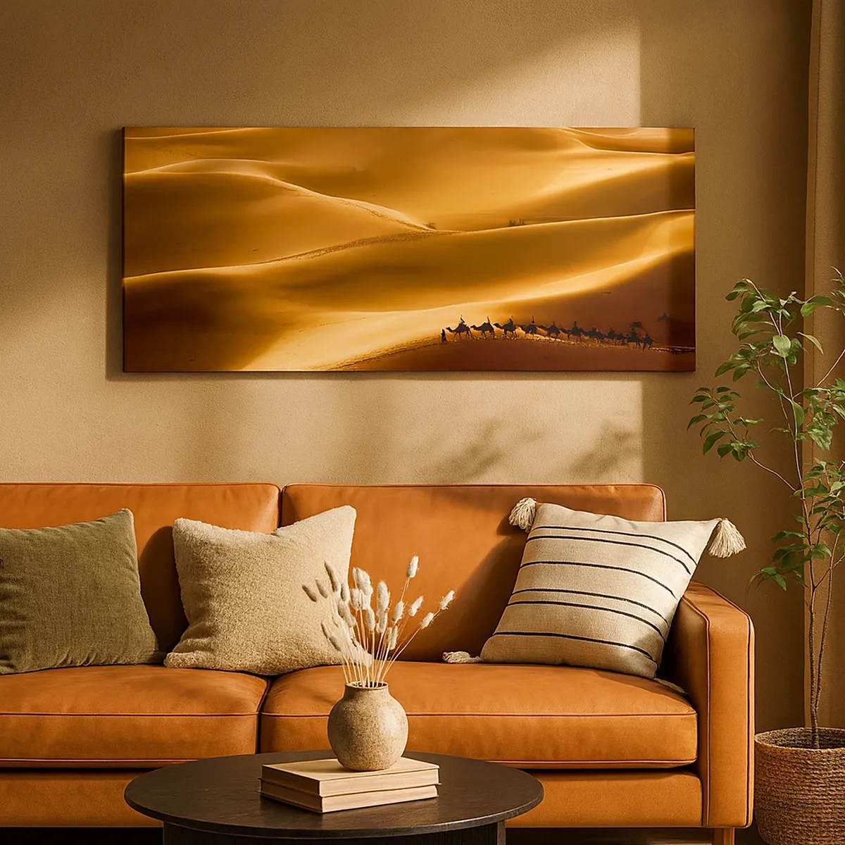 Cuadro sobre lienzo - Impresión de Imagen - Caravana sobre las olas del desierto - 30x30 cm