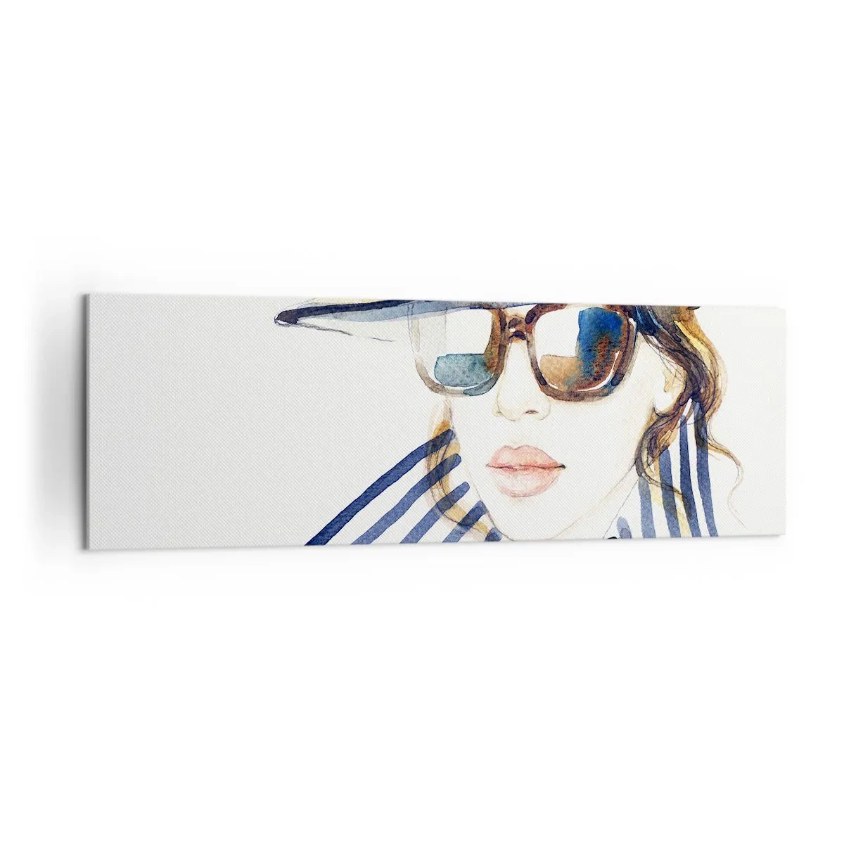 Cuadro sobre lienzo - Impresión de Imagen - Retrato de una mujer con sombrero y gafas de sol. - 160x50cm - ¡Florida le da la bienvenida! - Decoración de pared moderna para salón y dormitorio ARTTOR