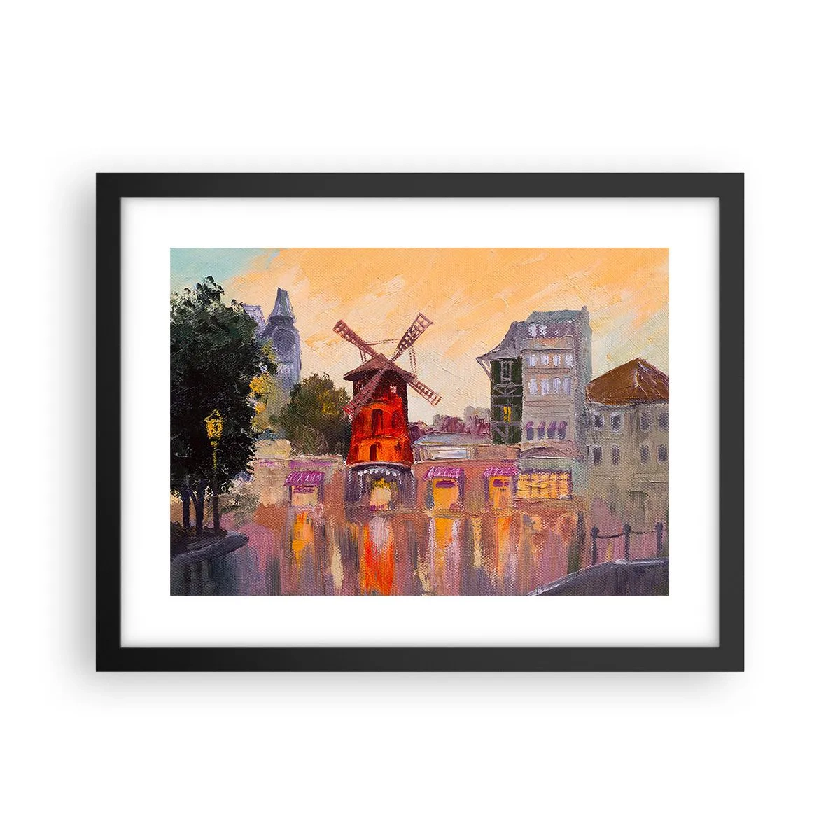 Póster en marco negro - Iconos parisinos - Moulin Rouge - 40x30 cm