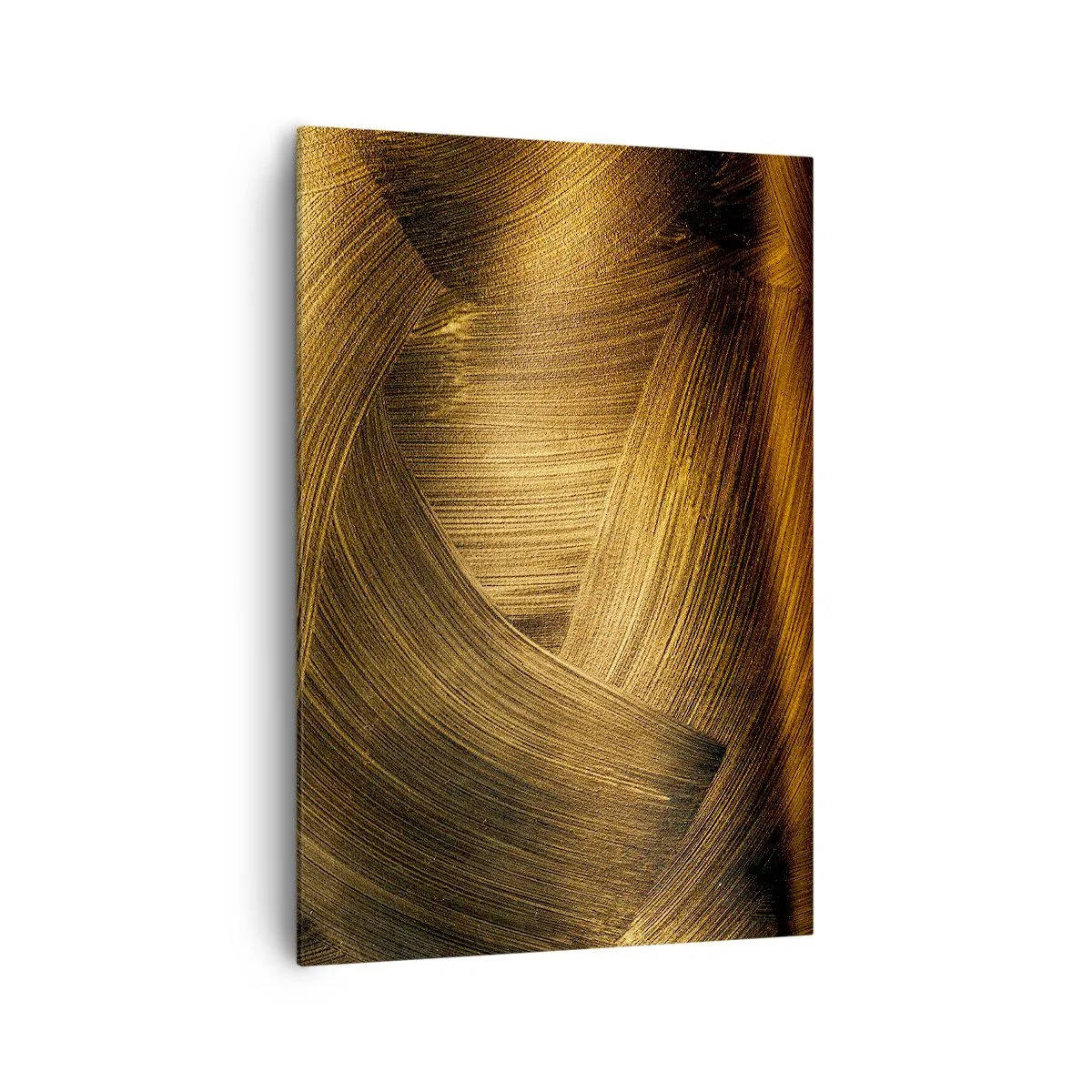 Cuadro sobre lienzo - Impresión de Imagen - Pinceladas abstractas doradas - 70x100cm - En un laberinto de oro - Decoración de pared moderna para salón y dormitorio ARTTOR