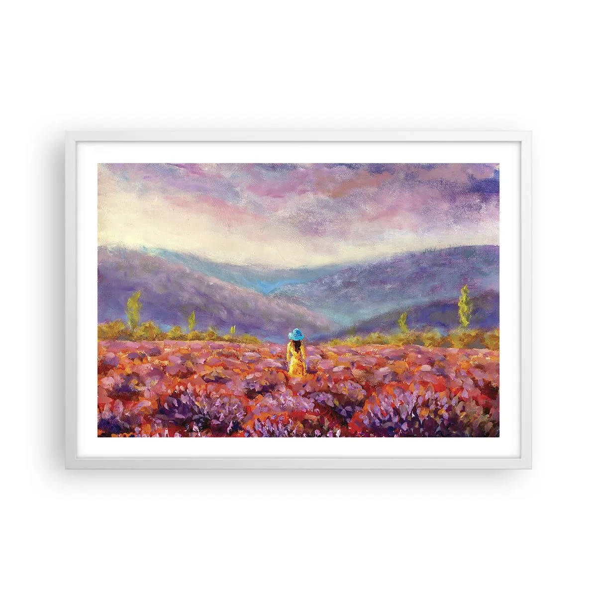 Póster en marco blanco - En un mundo de lavanda - 70x50 cm