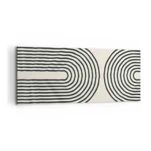 Cuadro sobre lienzo - Impresión de Imagen - Patrón geométrico abstracto con líneas simétricas sobre un fondo claro. - 120x50cm - Próximamente... - Decoración de pared moderna para salón y dormitorio ARTTOR