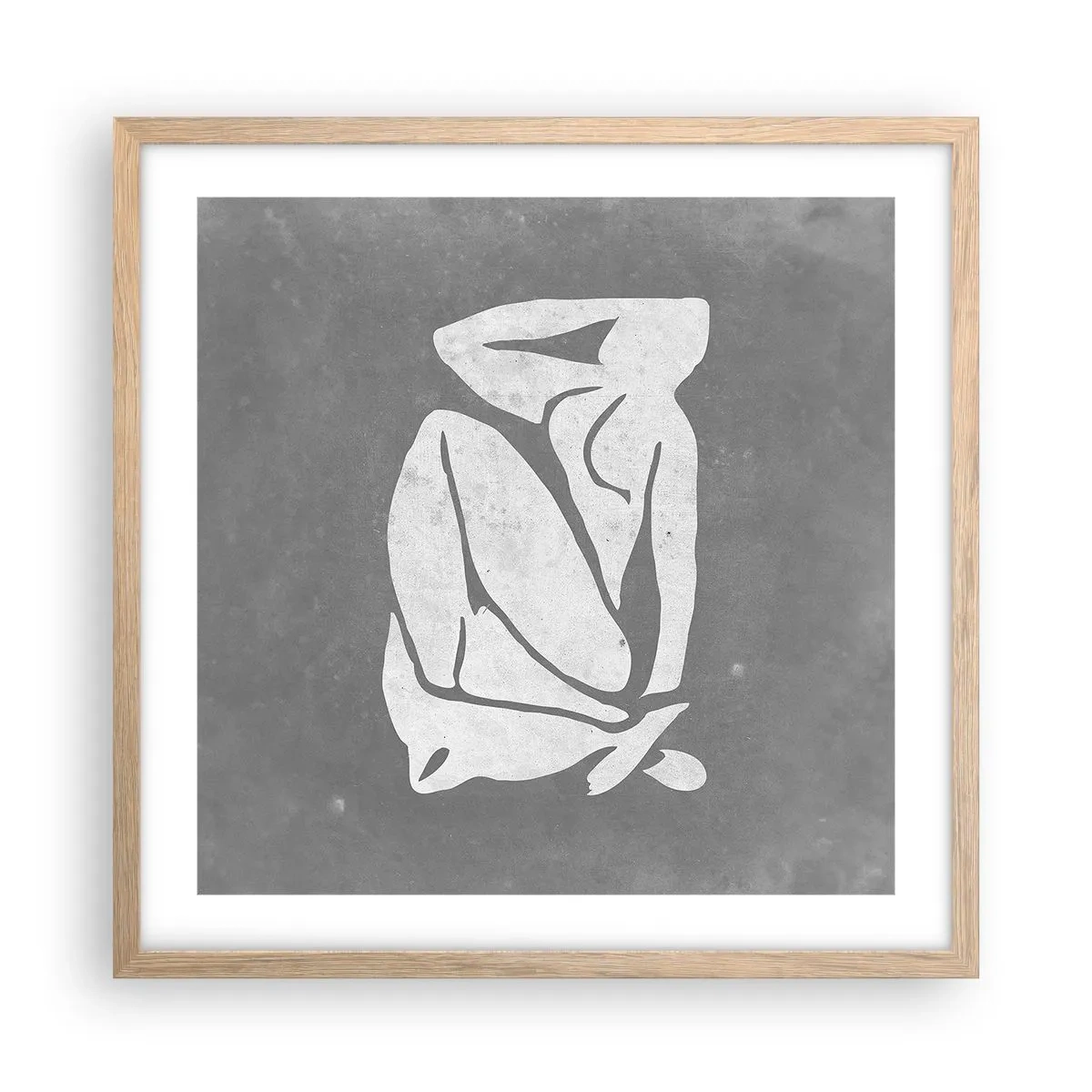 Póster en marco roble claro - En sus pensamientos - 50x50 cm