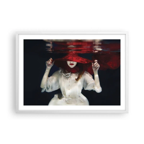 Póster en marco blanco - Blanco y rojo - 70x50 cm