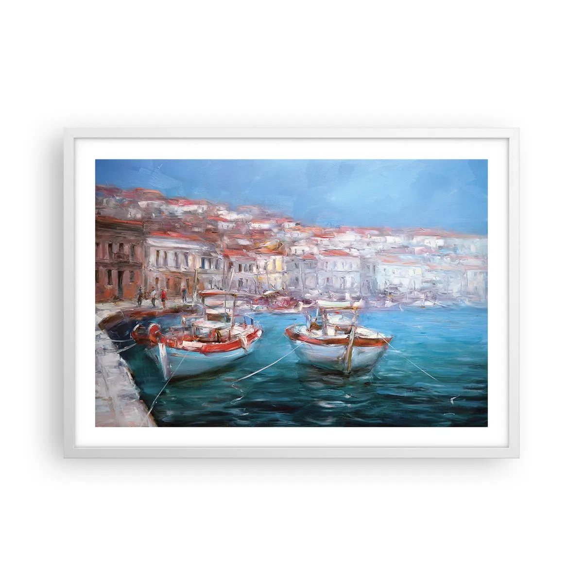 Póster en marco blanco - Bahía italiana - 70x50 cm