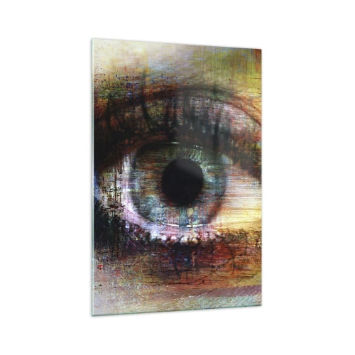 Cuadro sobre vidrio - Impresiones sobre Vidrio - Ojo artístico en abstracción multicolor - 70x100cm - Puedes mirar en el alma - Decoración de pared moderna para salón y dormitorio ARTTOR