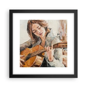 Póster en marco negro - Concierto de guitarra y corazón joven - 30x30 cm