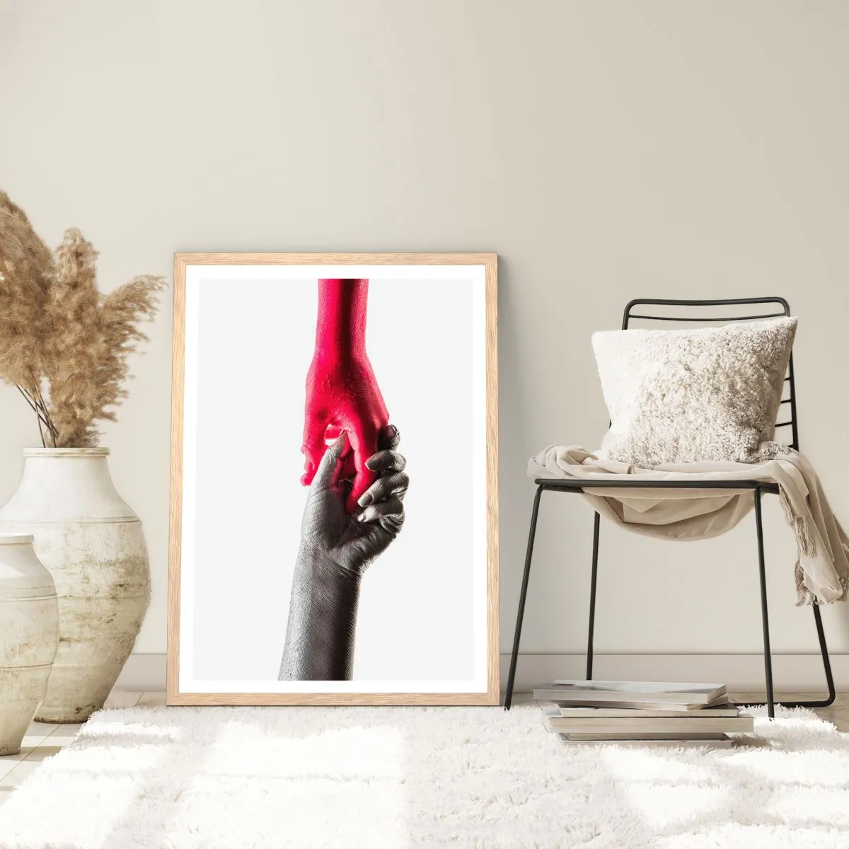 Póster en marco roble claro - Juntos, aunque diferentes - 70x100 cm