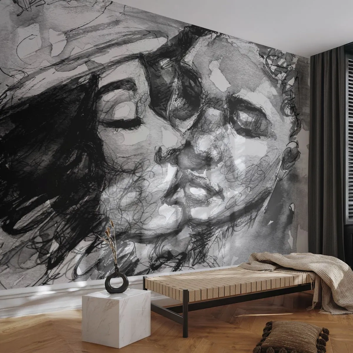 Fotomural Premium Sand - Un momento tierno - Besos, Amar, amantes - 250x175 cm