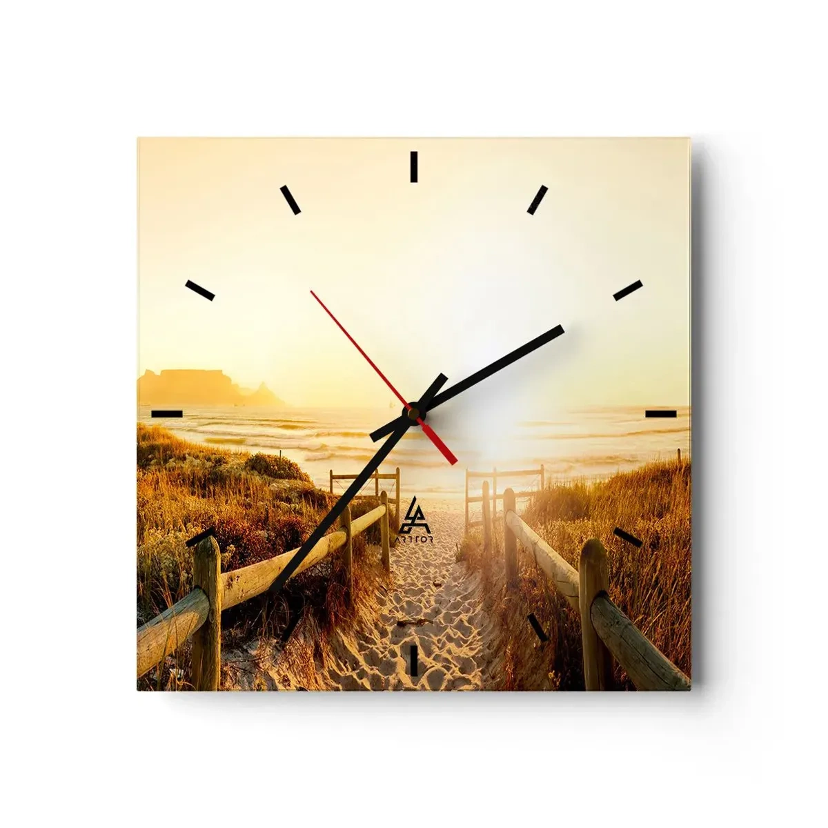 Reloj de pared - Reloj de vidrio - A través de la duna, hacia el sol - 40x40 cm