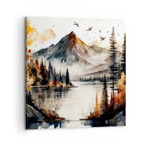 Cuadro sobre lienzo - Impresión de Imagen - Otoño dorado en las montañas - 60x60 cm