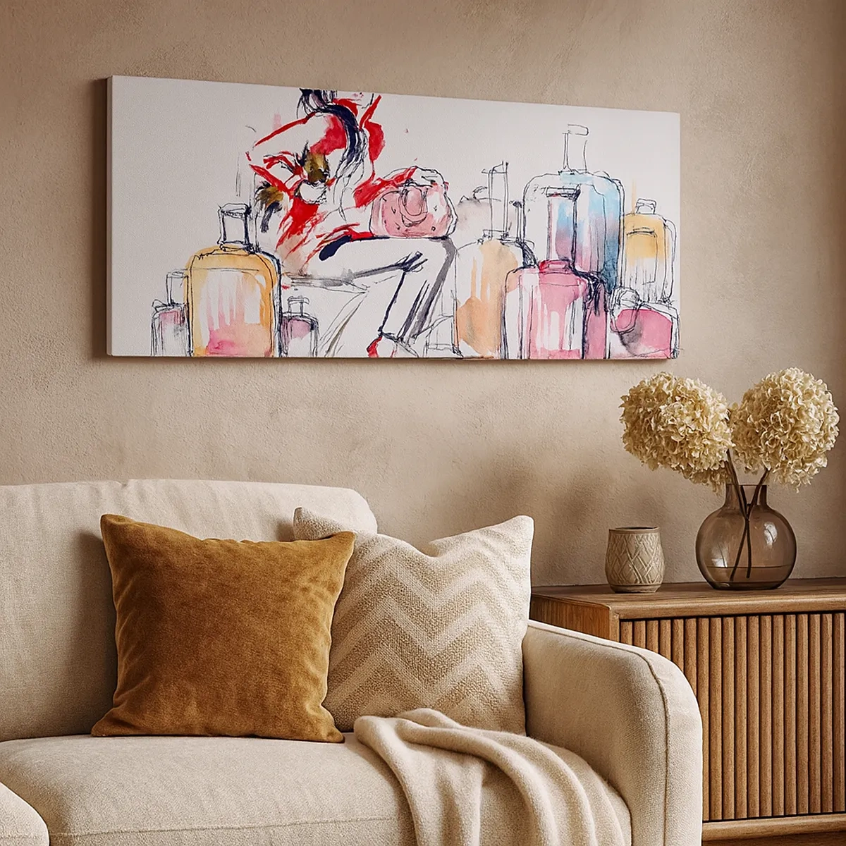 Cuadro sobre lienzo - Impresión de Imagen - Sentémonos antes del viaje - 30x30 cm