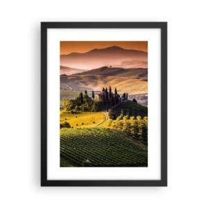Póster en marco negro - Paisaje toscano - 30x40 cm
