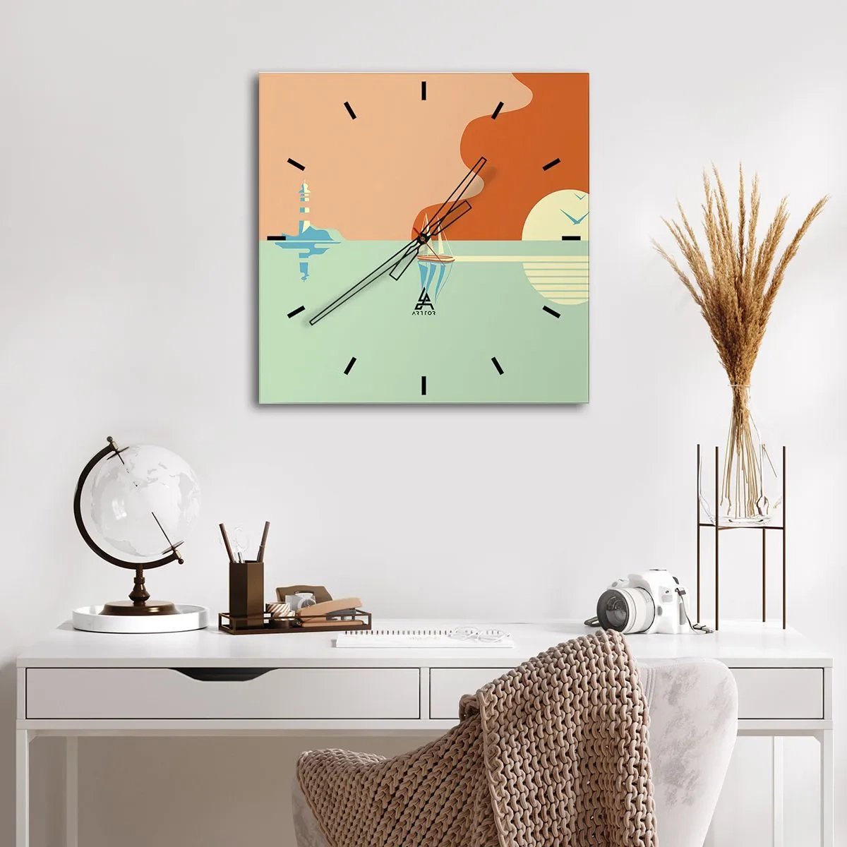 Reloj de pared - Reloj de vidrio - Un paisaje marino perfecto - 30x30 cm