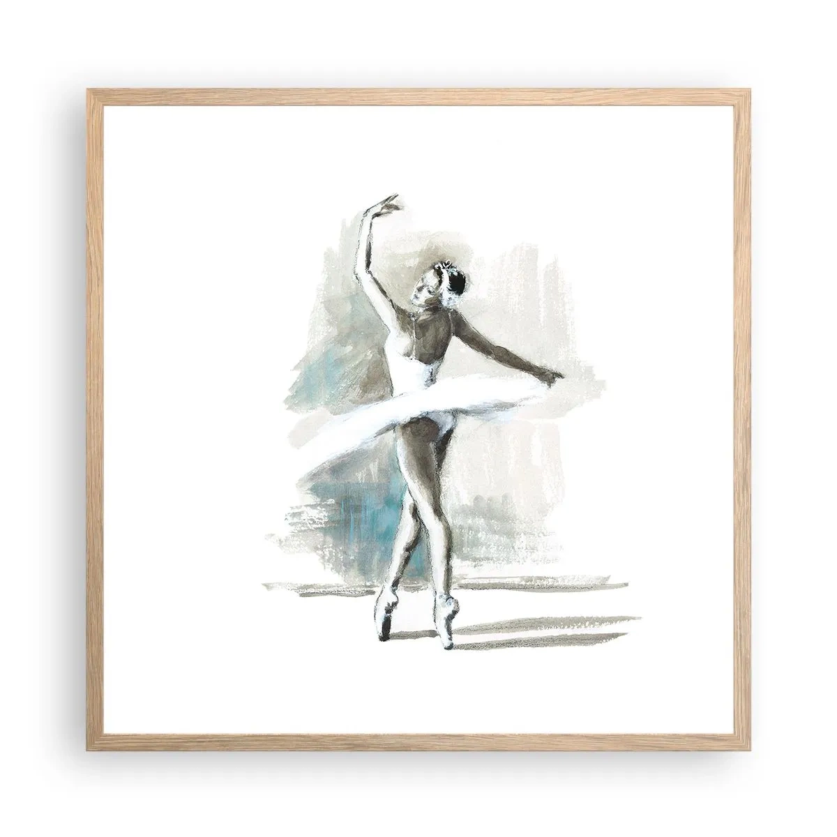 Póster en marco roble claro - Encantada por un cisne - 60x60 cm