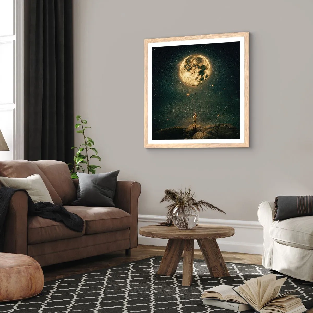 Póster en marco roble claro - El que robó la luna - 40x40 cm