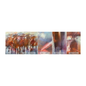 Muestra de fotomural autoadhesivo Deluxe Sticker - Iguales entre la niebla - Gente, Ciudad ocupada, Pedazo - 100x30 cm