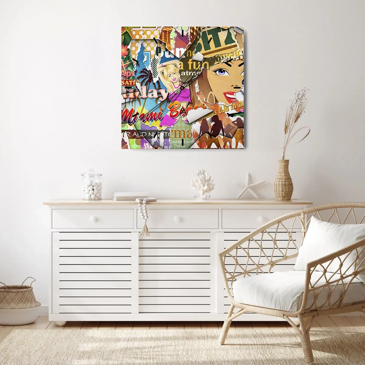 Reloj de pared - Reloj de vidrio - Recuerdos de las vacaciones - 40x40 cm