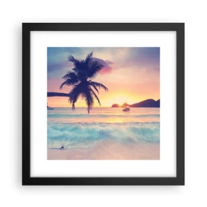Póster en marco negro - Atardecer en la bahía - 30x30 cm