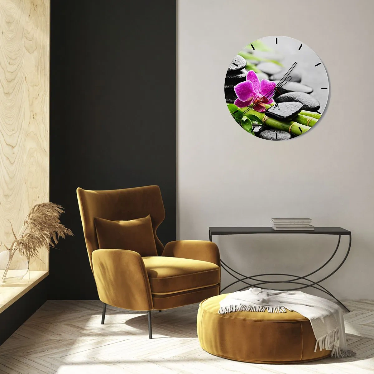 Reloj de pared - Reloj de vidrio - En equilibrio pacífico - 30x30 cm
