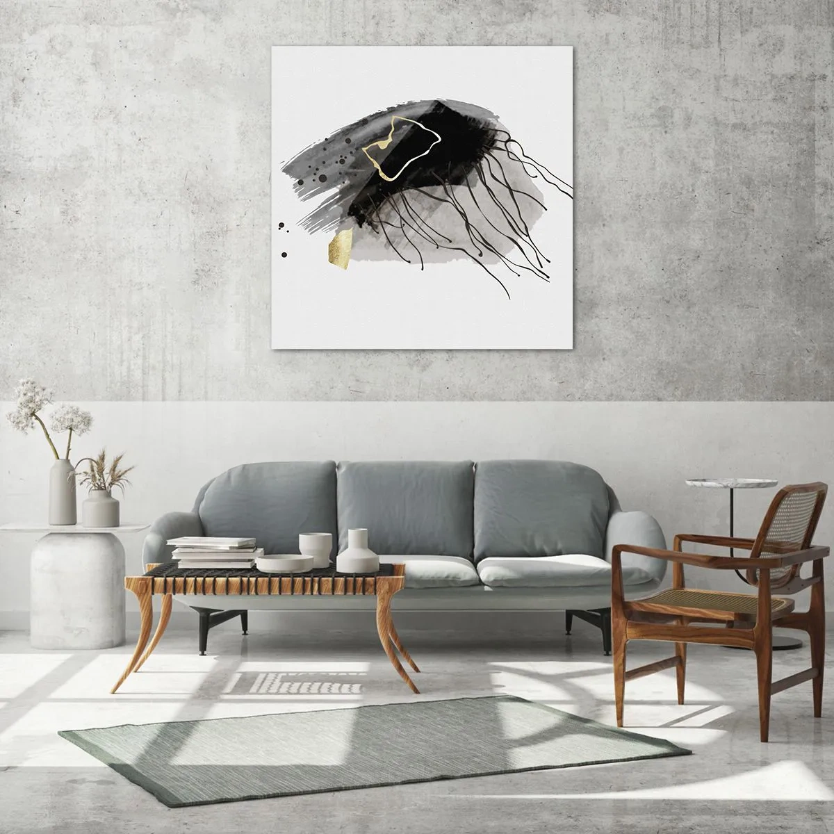 Cuadro sobre vidrio - Impresiones sobre Vidrio - En negro y dorado - 30x30 cm