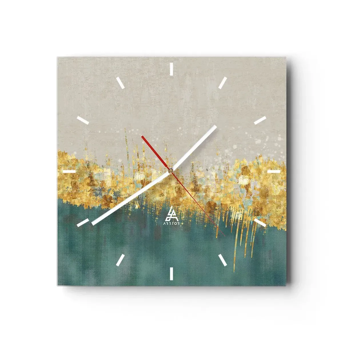 Reloj de pared - Reloj de vidrio - La frontera dorada - 40x40 cm