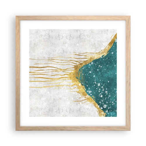 Póster en marco roble claro - Marea dorada - 40x40 cm