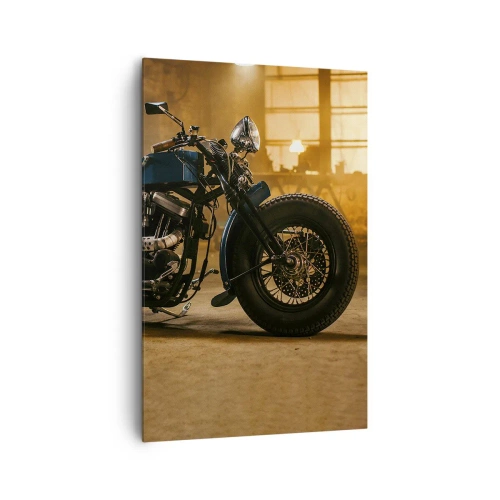 Cuadro sobre lienzo - Impresión de Imagen - Una motocicleta elegante en un interior industrial con iluminación cálida. - 80x120cm - Puedo hacer cualquier cosa - Decoración de pared moderna para salón y dormitorio ARTTOR