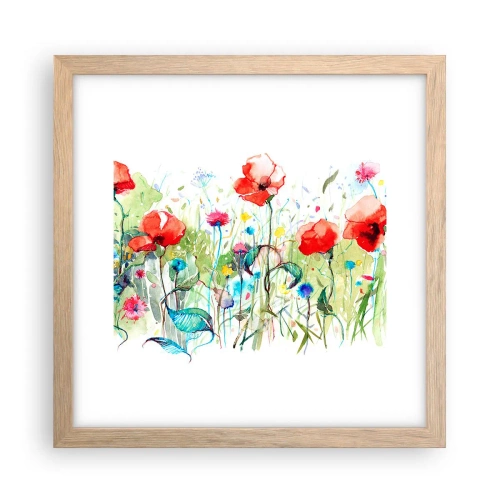 Póster en marco roble claro - Un prado en flor en mayo - 30x30 cm