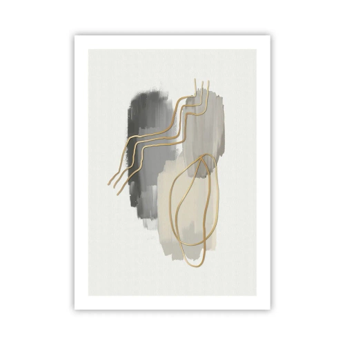 Póster - Composición abstracta con líneas y manchas de pintura. - 50x70cm - Persistencia y movimiento - Decoración de pared moderna para salón y dormitorio ARTTOR