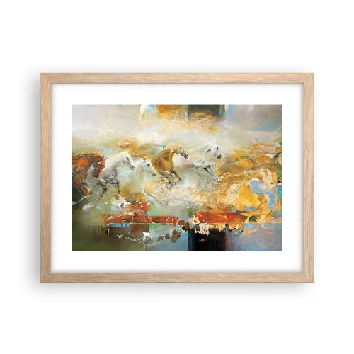 Póster en marco roble claro - Galopando a través de la luz - 40x30 cm