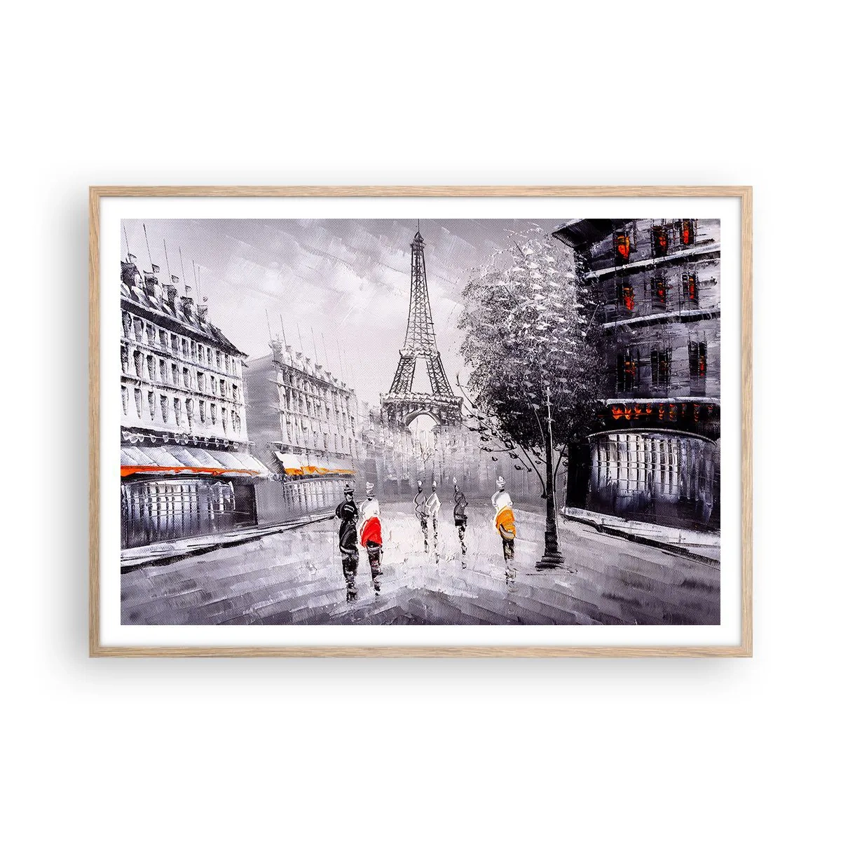 Póster en marco roble claro - Un paseo parisino - 100x70 cm