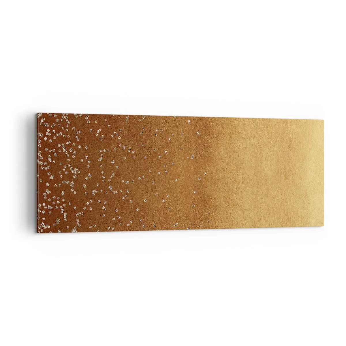 Cuadro sobre lienzo - Impresión de Imagen - Un degradado dorado con brillo sutil y adornos. - 140x50cm - Nacimiento de la luz - Decoración de pared moderna para salón y dormitorio ARTTOR