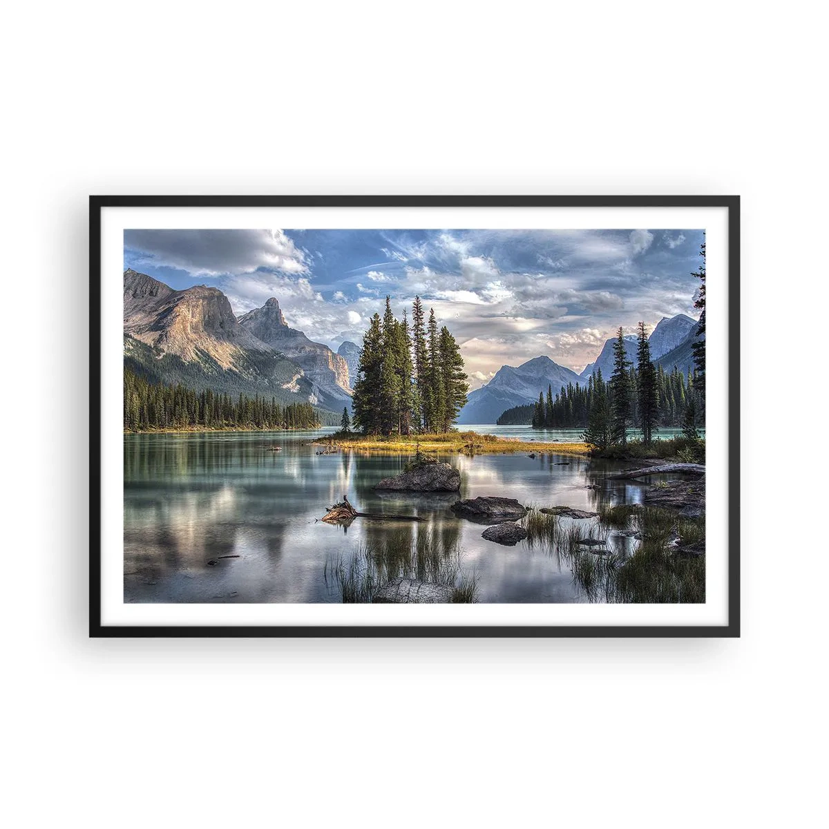 Póster en marco negro - Sobre el agua cristalina... - 91x61 cm