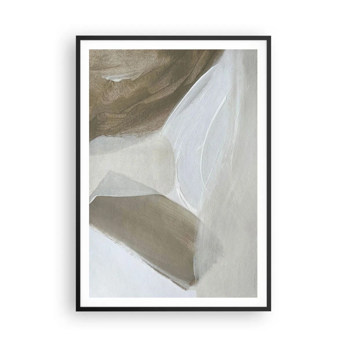 Póster en marco negro - Ola de blanco - 70x100 cm