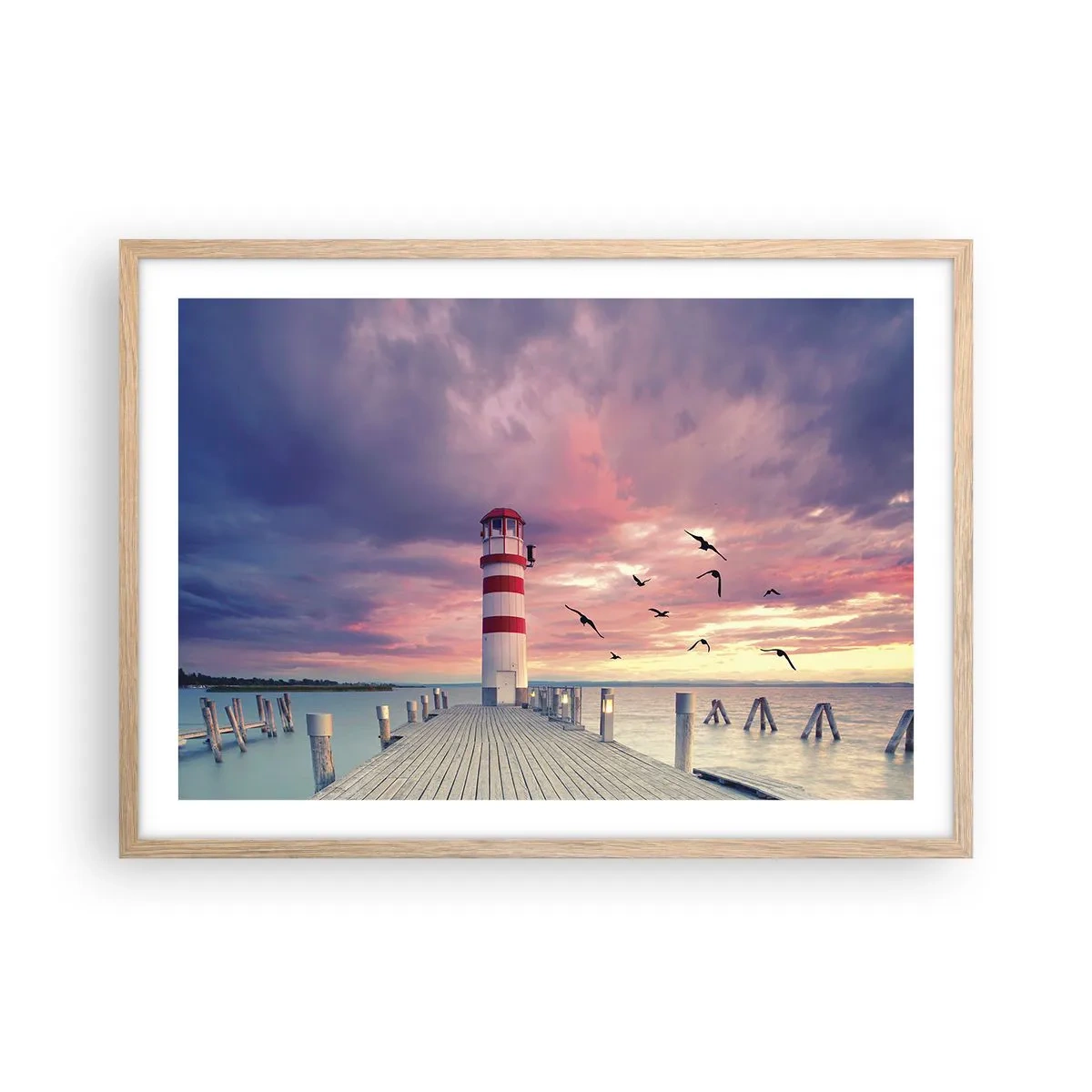 Póster en marco roble claro - Hora de ir al puerto - 70x50 cm