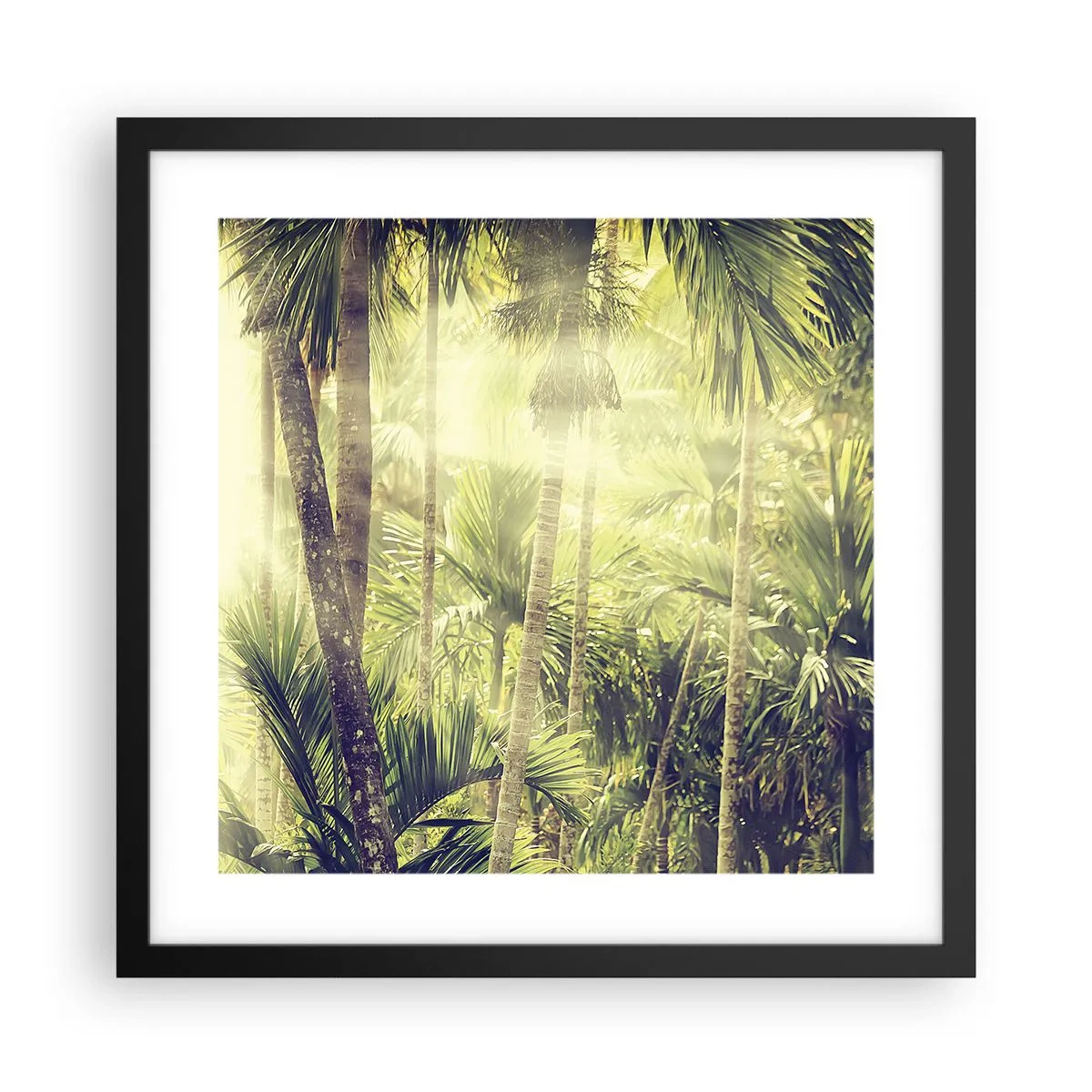 Póster en marco negro - En el cálido verde - 40x40 cm