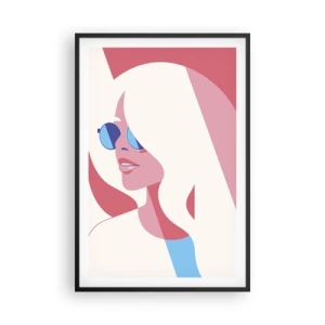 Póster en marco negro - Rubia frente al sol - 61x91 cm