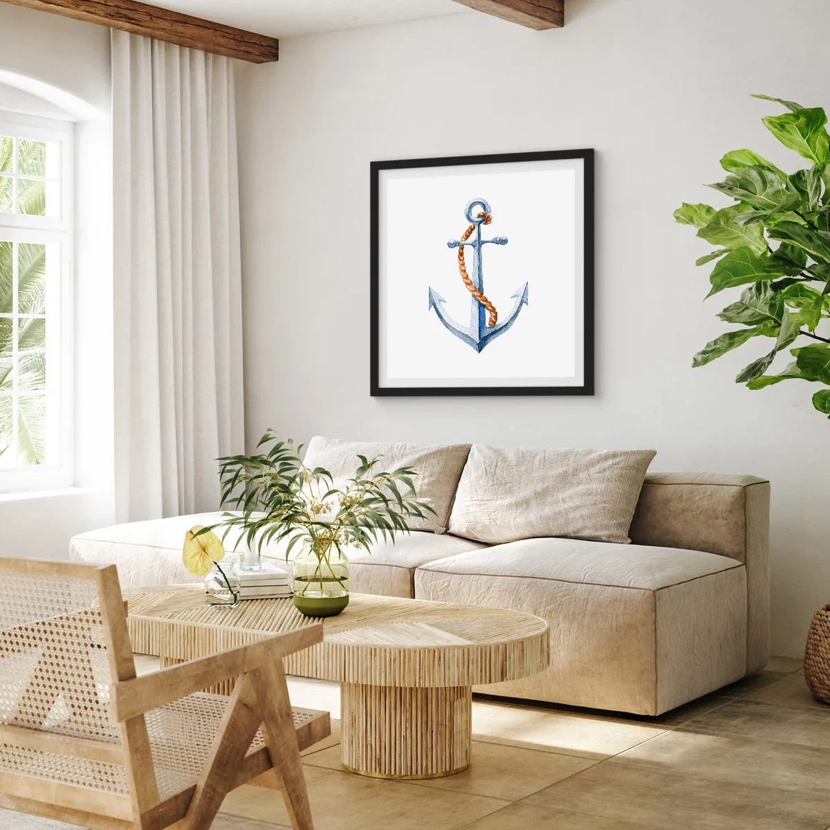 Póster en marco negro - ¡Ah, aventura! - 40x40 cm